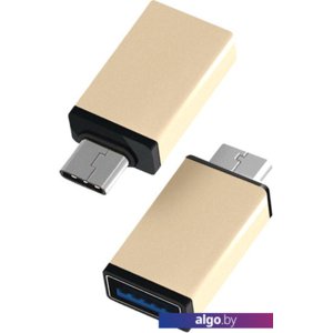 Адаптер Atom USB Type-C 3.1 - USB А 3.0 (золотой)