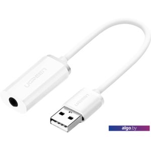 Адаптер Ugreen US206 30712 USB Type-A - 3.5 мм (0.15 м, белый)