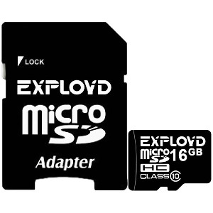 Карта памяти Exployd microSDHC (Class 10) 16GB + адаптер [EX016GCSDHC10]