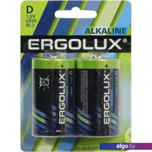 Батарейки Ergolux Alkaline LR20 BL-2 2шт