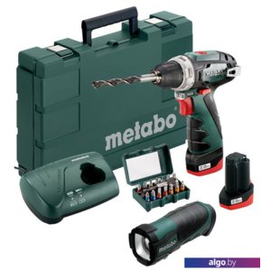 Дрель-шуруповерт Metabo PowerMaxx BS Basic Set 600080930 (с 2-мя АКБ, насадки, фонарь)