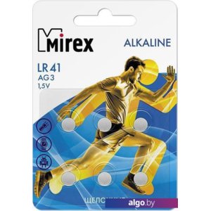 Элементы питания Mirex LR41 (AG3) Mirex блистер 6 шт. 23702-LR41-E6