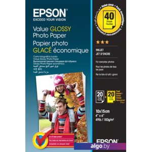 Фотобумага Epson Value Glossy Photo Paper 10х15 183 г/м2 2x20 листов C13S400044