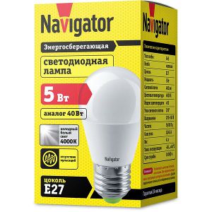 Светодиодная лампа Navigator NLL-P-G45 E27 5 Вт 4000 К [NLL-P-G45-5-230-4K-E27]