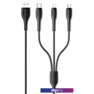 Кабель Usams US-SJ374 USB Type-A - MicroUSB/Lightning/Type-C (1 м, черный)