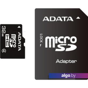 Карта памяти A-Data microSDHC (Class 4) 32GB + SD адаптер (AUSDH32GCL4-RA1)