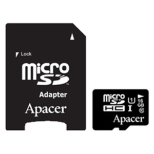 Карта памяти Apacer microSDHC UHS-I (Class 10) 16GB + адаптер (AP16GMCSH10U1-R)