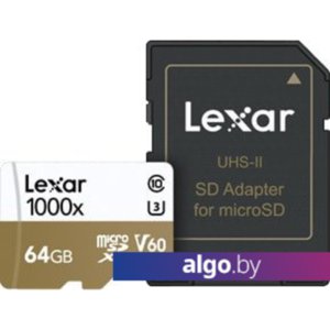 Карта памяти Lexar LSDMI64GCBEU1000R microSDXC 64GB + адаптер