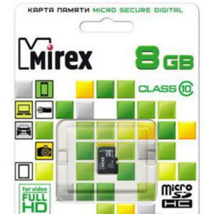 Карта памяти Mirex microSDHC (Class 10) 8GB (13612-MC10SD08)