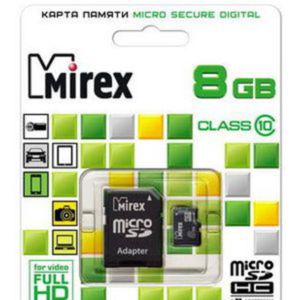 Карта памяти Mirex microSDHC (Class 10) 8GB (13613-AD10SD08)