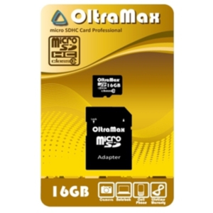 Карта памяти Oltramax microSDHC Class 10 16GB +адаптер