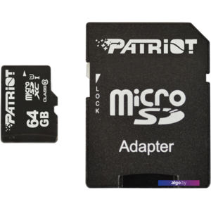 Карта памяти Patriot microSDXC LX Series (Class 10) 64GB + адаптер [PSF64GMCSDXC10]