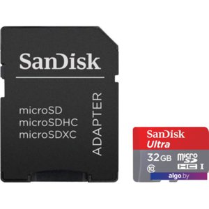 Карта памяти SanDisk Ultra microSDHC UHS-I + адаптер 32GB [SDSQUNC-032G-GN6MA]