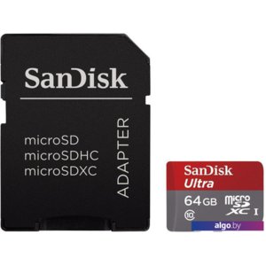 Карта памяти SanDisk Ultra microSDXC (Class 10) 64GB + адаптер (SDSDQUIN-064G-G4)