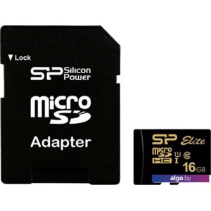 Карта памяти Silicon-Power Elite Gold microSDHC SP016GBSTHBU1V1GSP 16GB (с адаптером)