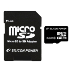 Карта памяти Silicon-Power microSDHC (Class 4) 32GB + адаптер (SP032GBSTH004V10-SP)