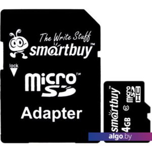 Карта памяти Smart Buy microSDHC (Class 10) 4GB + SD-адаптер (SB4GBSDCL10-01)