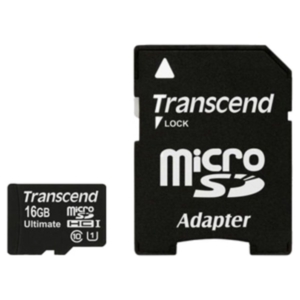 Карта памяти Transcend microSDHC (Class 10) UHS-I 16GB + SD адаптер (TS16GUSDHC10U1)