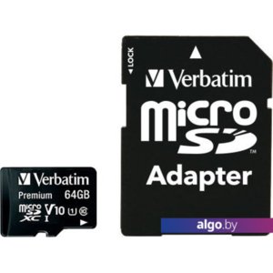 Карта памяти Verbatim Premium 44084 64GB (с адаптером)