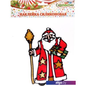 Наклейка на окно Серпантин Дед Мороз с посохом 19х23 см (белый/красный) 196-321