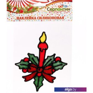 Наклейка на окно Серпантин Свеча 15х18 см (зеленый/красный) 185-0022