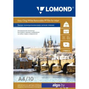 Самоклеящаяся пленка Lomond Белая полипропиленовая А4 140 г/м2 10 л 1708412