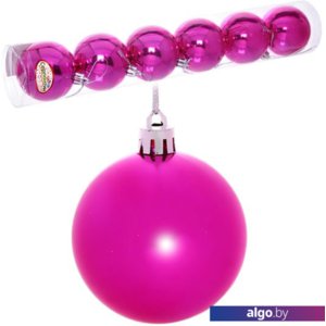 Елочная игрушка Серпантин Глянец шар 6 см 6 шт (розовый) 183-881
