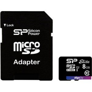 Карта памяти Silicon-Power microSDHC SP008GBSTHBU1V10SP 8GB (с адаптером)