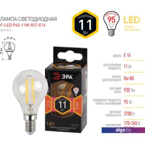 Светодиодная лампочка ЭРА F-LED P45-11W-827-E14 Б0047012