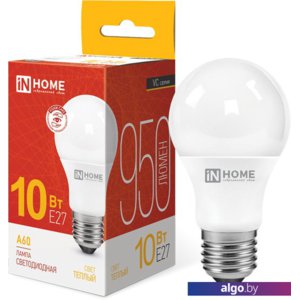 Светодиодная лампочка In Home LED-A60-VC 10Вт 230В Е27 3000К 950Лм 4690612020204