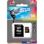 Карта памяти Silicon-Power Elite Gold microSDHC SP016GBSTHBU1V1GSP 16GB (с адаптером) Карта памяти Silicon-Power Elite Gold microSDHC SP016GBSTHBU1V1GSP 16GB (с адаптером)